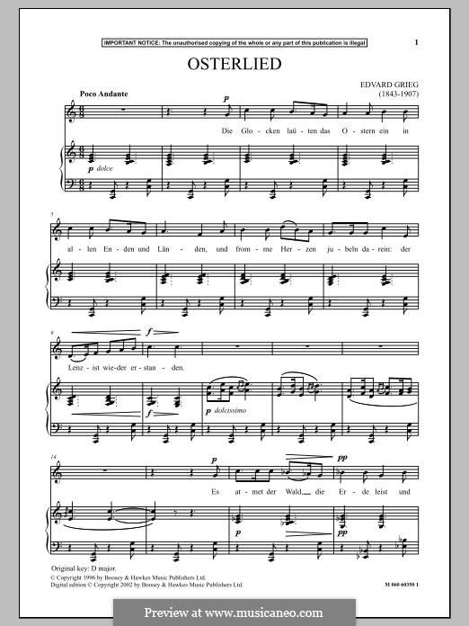 Osterlied: Para vocais e piano by Edvard Grieg