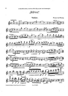 Three Pieces for Violin and Piano: No.1 Rêve – solo part by Franz von Vecsey