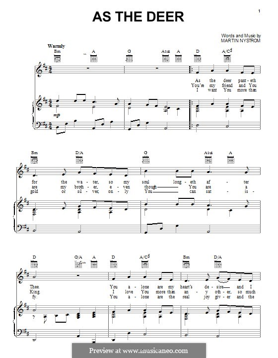 As the Deer: Para vocais e piano (ou Guitarra) by Martin Nystrom