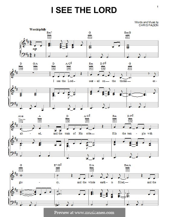 I See the Lord: Para vocais e piano (ou Guitarra) by Chris Falson