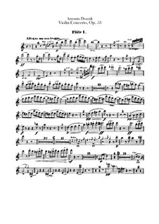 Concerto for Violin and Orchestra in A Minor, B.108 Op.53: parte de flautas by Antonín Dvořák