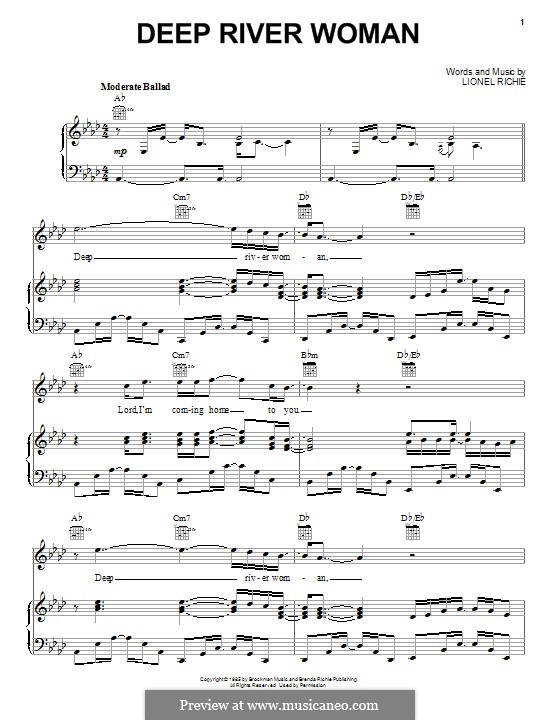 Deep River Woman: Para vocais e piano (ou Guitarra) by Lionel Richie