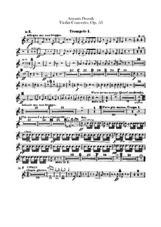 Concerto for Violin and Orchestra in A Minor, B.108 Op.53: parte trompetas by Antonín Dvořák