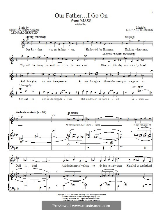 Our Father... I Go On: Para vocais e piano by Leonard Bernstein