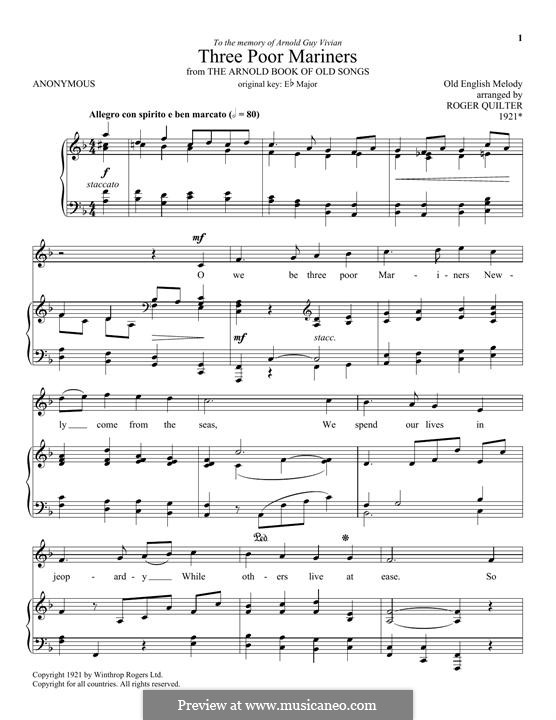 Three Poor Mariners: Para vocais e piano by folklore