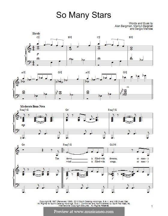 So Many Stars: Para vocais e piano (ou Guitarra) by Alan Bergman, Marilyn Bergman