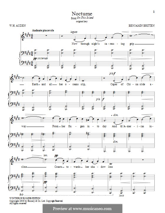 Nocturne: Para vocais e piano by Benjamin Britten