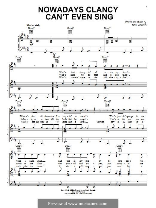 Nowadays Clancy Can't Even Sing (Buffalo Springfield): Para vocais e piano (ou Guitarra) by Neil Young
