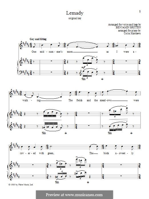 Lemady: Para vocais e piano by Benjamin Britten