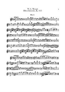 Divertissement in E Flat Major, K.113: Oboes and cor anglaises part by Wolfgang Amadeus Mozart