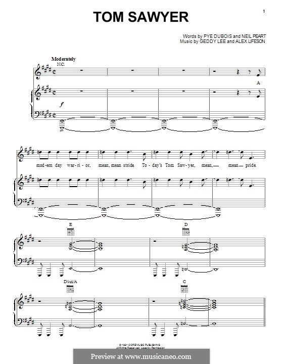 Tom Sawyer Rush Por A Lifeson G Lee Partituras On Musicaneo
