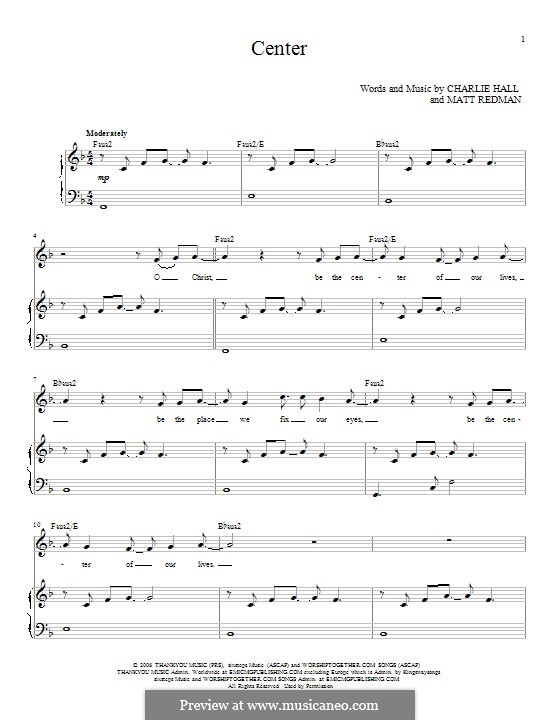 Center: Para vocais e piano by Matt Redman