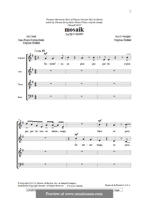 Mosaik: para coro misto by Stephen Hatfield