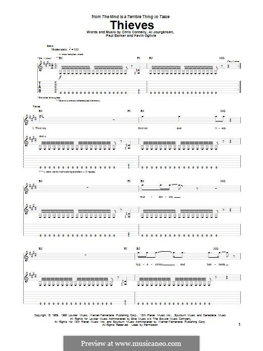 Thieves (Ministry): Para guitarra com guia by Al Jourgensen, Paul Barker, Chris Connelly, Kevin Ogllvle