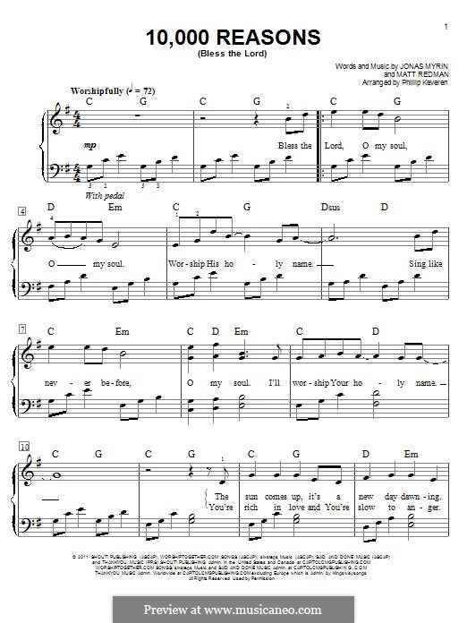 10,000 Reasons (Bless the Lord): Para Piano by Jonas Myrin, Matt Redman