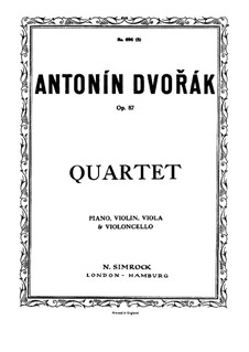 Piano Quartet No.2 in E Flat Major, B.162 Op.87: Partitura completa, Partes by Antonín Dvořák