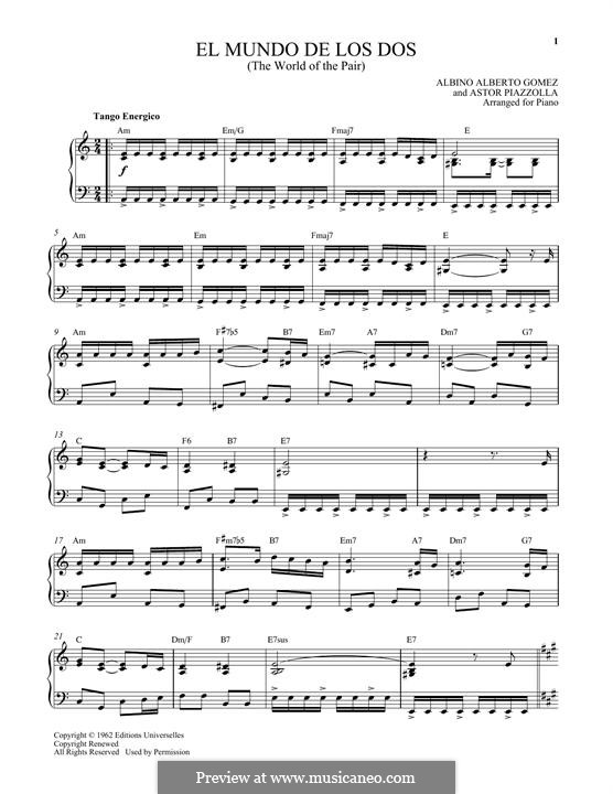 El mundo de los dos: Para Piano by Astor Piazzolla