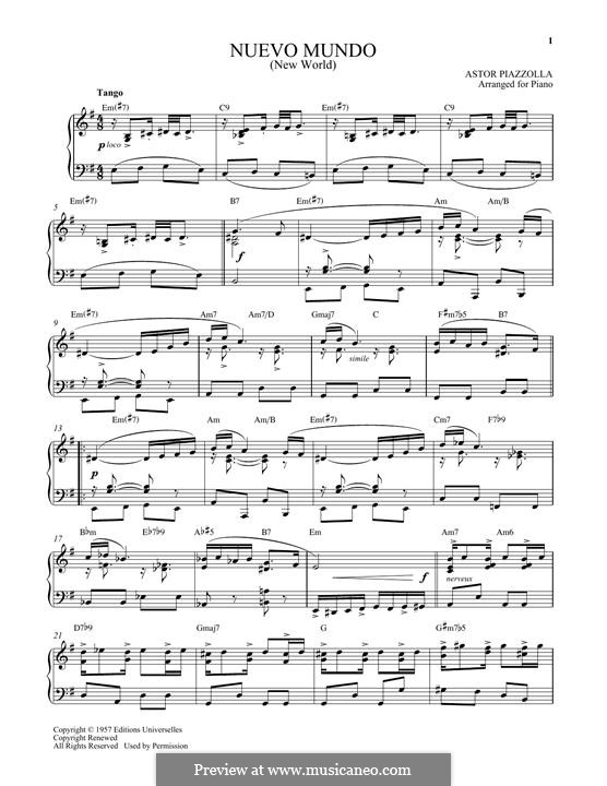 Nuevo Mundo: Para Piano by Astor Piazzolla