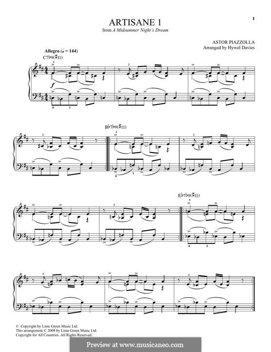 Artisane 1: Para Piano by Astor Piazzolla