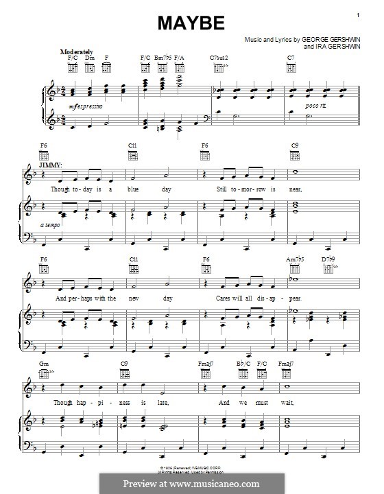 Maybe: Para vocais e piano (ou Guitarra) by George Gershwin