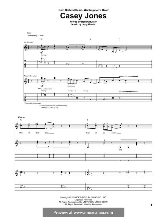 Casey Jones (Grateful Dead): Para guitarra com guia by Jerry Garcia, Robert Hunter