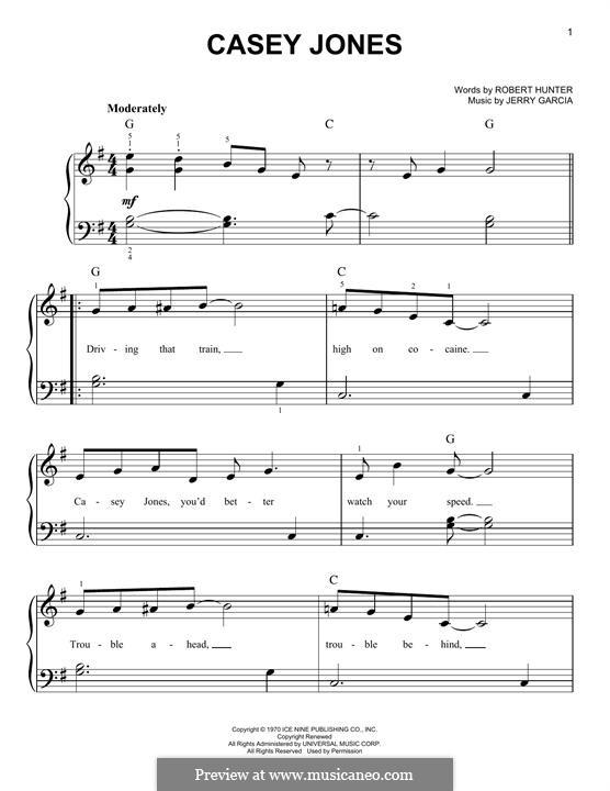 Casey Jones (Grateful Dead): Para Piano by Jerry Garcia, Robert Hunter