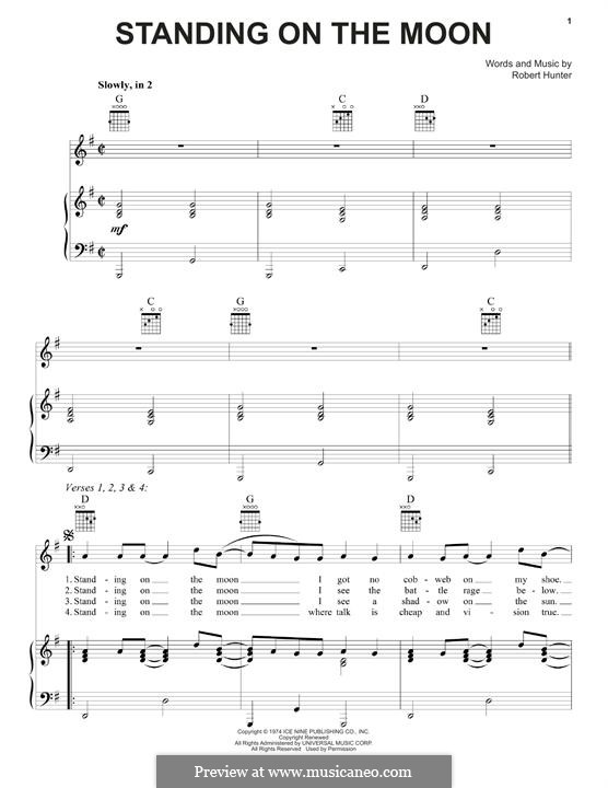 Standing on the Moon (Grateful Dead): Para vocais e piano (ou Guitarra) by Robert Hunter