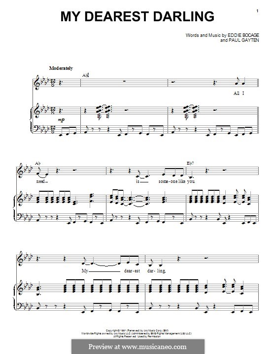 My Dearest Darling (Etta James): Para vocais e piano by Edwin Bocage, Paul Gayten