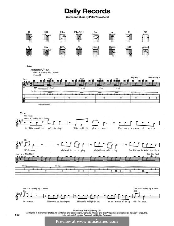 Daily Records (The Who): Para guitarra com guia by Peter Townshend