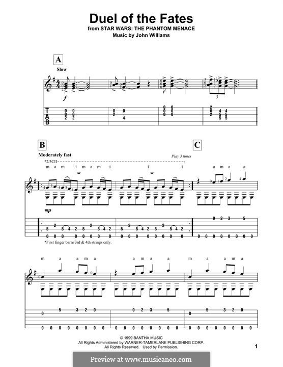 Duel of the Fates (from Star Wars: The Phantom Menace): Para guitarra com guia by John Williams