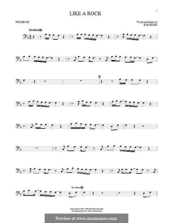 Like a Rock: para trombone by Bob Seger