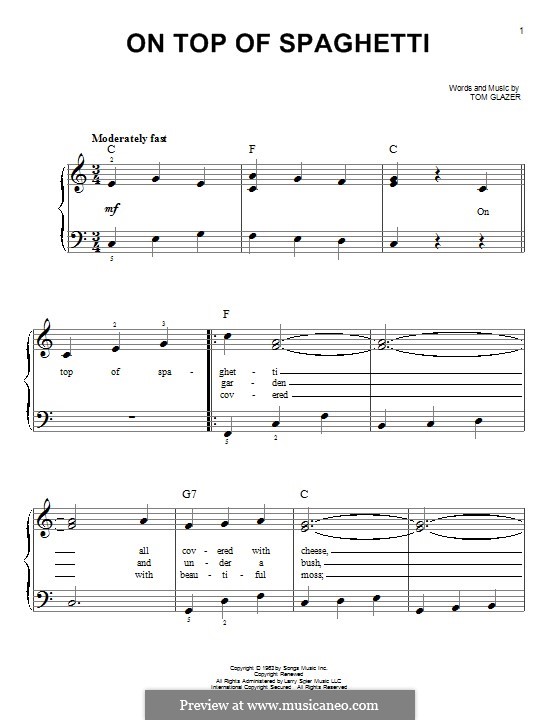 On Top of Spaghetti por T. Glazer - Partituras on músicaNeo