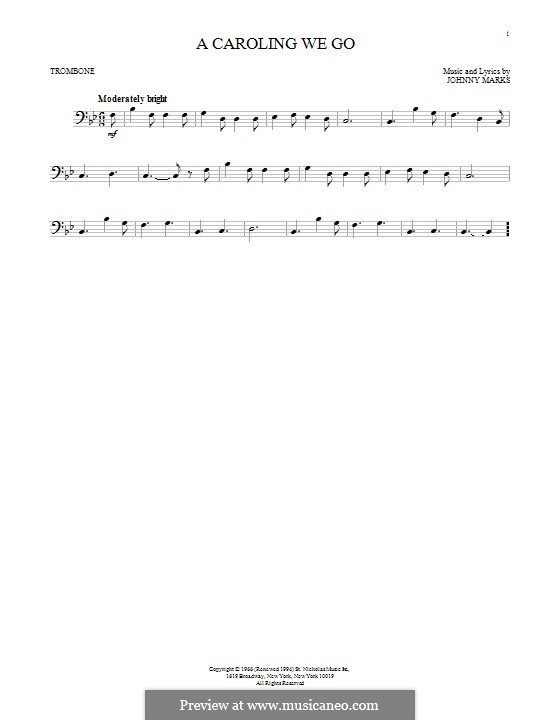A Caroling We Go: para trombone by Johnny Marks