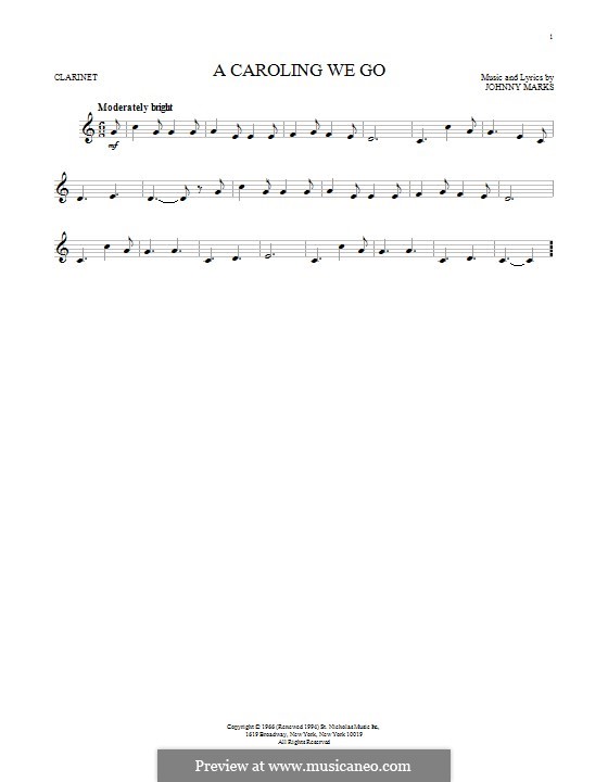 A Caroling We Go: para clarinete by Johnny Marks