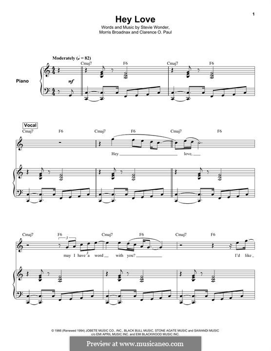 Hey Love: Para vocais e piano (ou Guitarra) by Clarence Paul, Stevie Wonder, Morris Broadnax