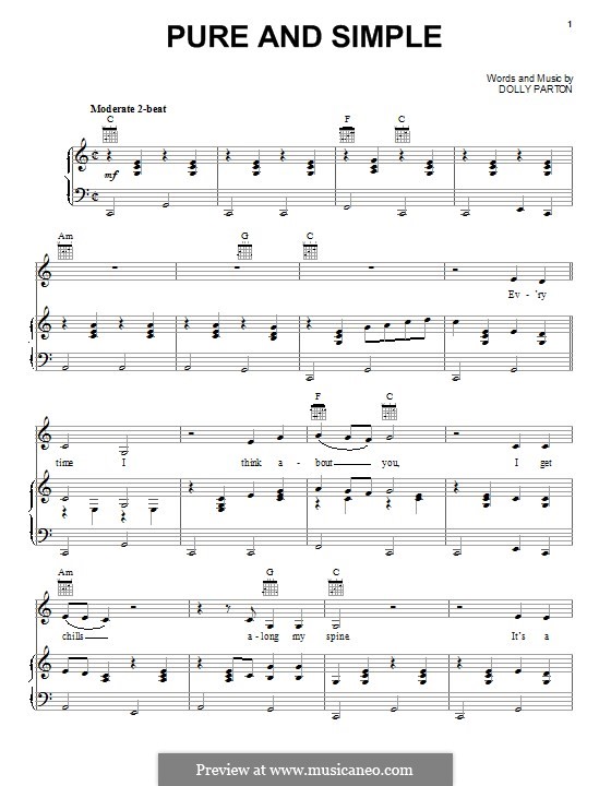 Pure and Simple: Para vocais e piano (ou Guitarra) by Dolly Parton