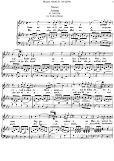 Dans un bois, K.308: Partitura Piano-vocal by Wolfgang Amadeus Mozart