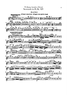 Serenade for Orchestra No.9 in D Major 'Posthorn', K.320: parte de flautas by Wolfgang Amadeus Mozart