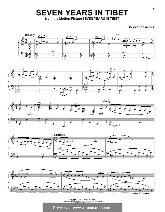 Seven Years in Tibet por J. Williams Partituras on músicaNeo