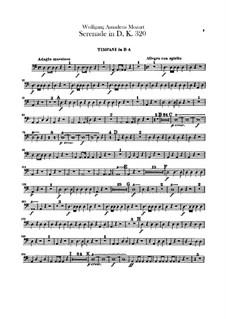 Serenade for Orchestra No.9 in D Major 'Posthorn', K.320: Peça para Timpano by Wolfgang Amadeus Mozart