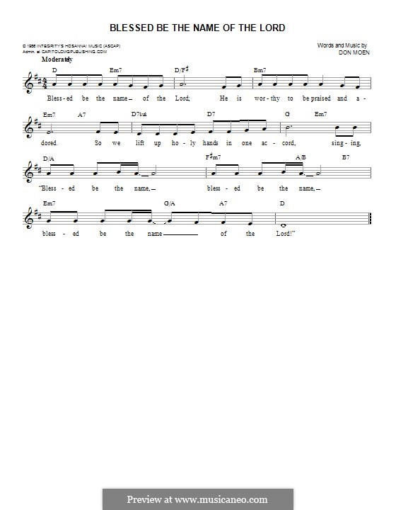 Blessed Be the Name of the Lord por D. Moen Partituras on músicaNeo