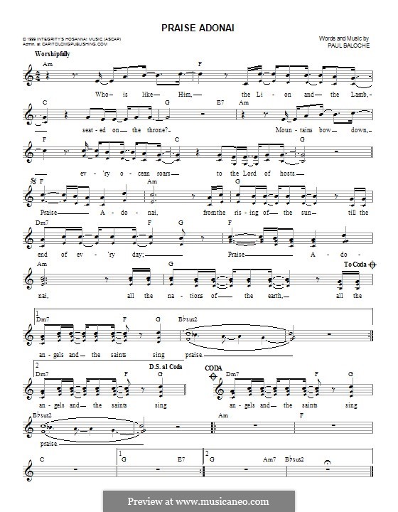 Praise Adonai: melodia by Paul Baloche