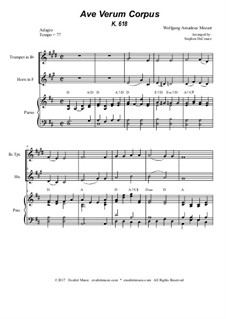 Ave verum corpus, K.618: Duet for Bb-trumpet and french horn - piano accompaniment by Wolfgang Amadeus Mozart