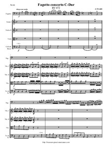 Concerto for Fagotto and Strings in C Major, RV 472: Score and parts by Antonio Vivaldi