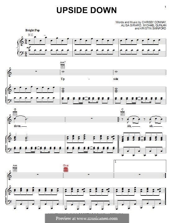 Upside Down: Para vocais e piano (ou Guitarra) by Chrissy Conway, Michael Quinlan, Alisa Girard, Kristin Swinford