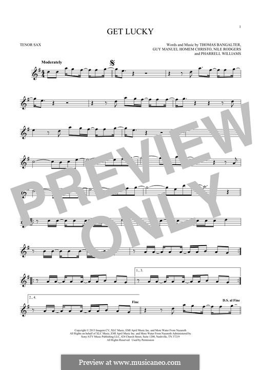 Get Lucky (Daft Punk featuring Pharrell Williams): para saxofone tenor by Nile Rodgers, Pharrell Williams, Thomas Bangalter, Guy-Manuel de Homem-Christo