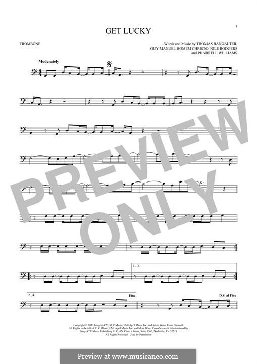 Get Lucky (Daft Punk featuring Pharrell Williams): para trombone by Nile Rodgers, Pharrell Williams, Thomas Bangalter, Guy-Manuel de Homem-Christo