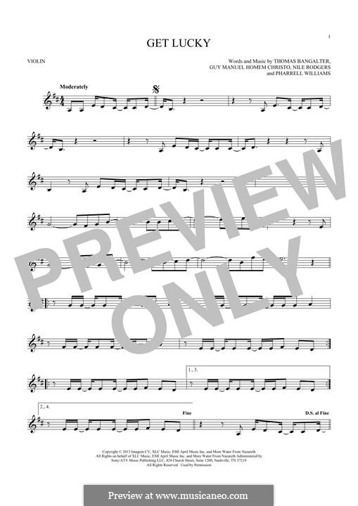 Get Lucky (Daft Punk featuring Pharrell Williams): para violino by Nile Rodgers, Pharrell Williams, Thomas Bangalter, Guy-Manuel de Homem-Christo