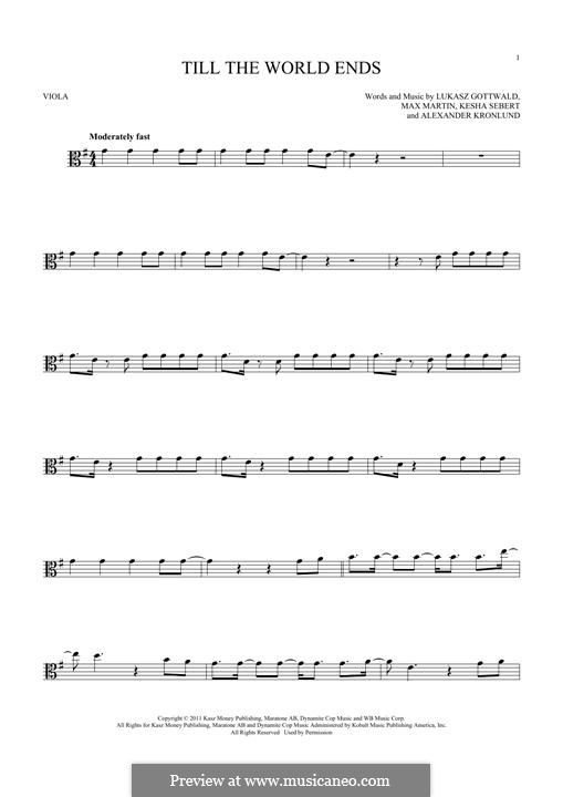 Till the World Ends (Britney Spears): para viola by Alexander Kronlund, Kesha Sebert, Lukas Gottwald, Max Martin