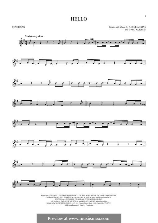 Instrumental version: para saxofone tenor by Adele, Greg Kurstin